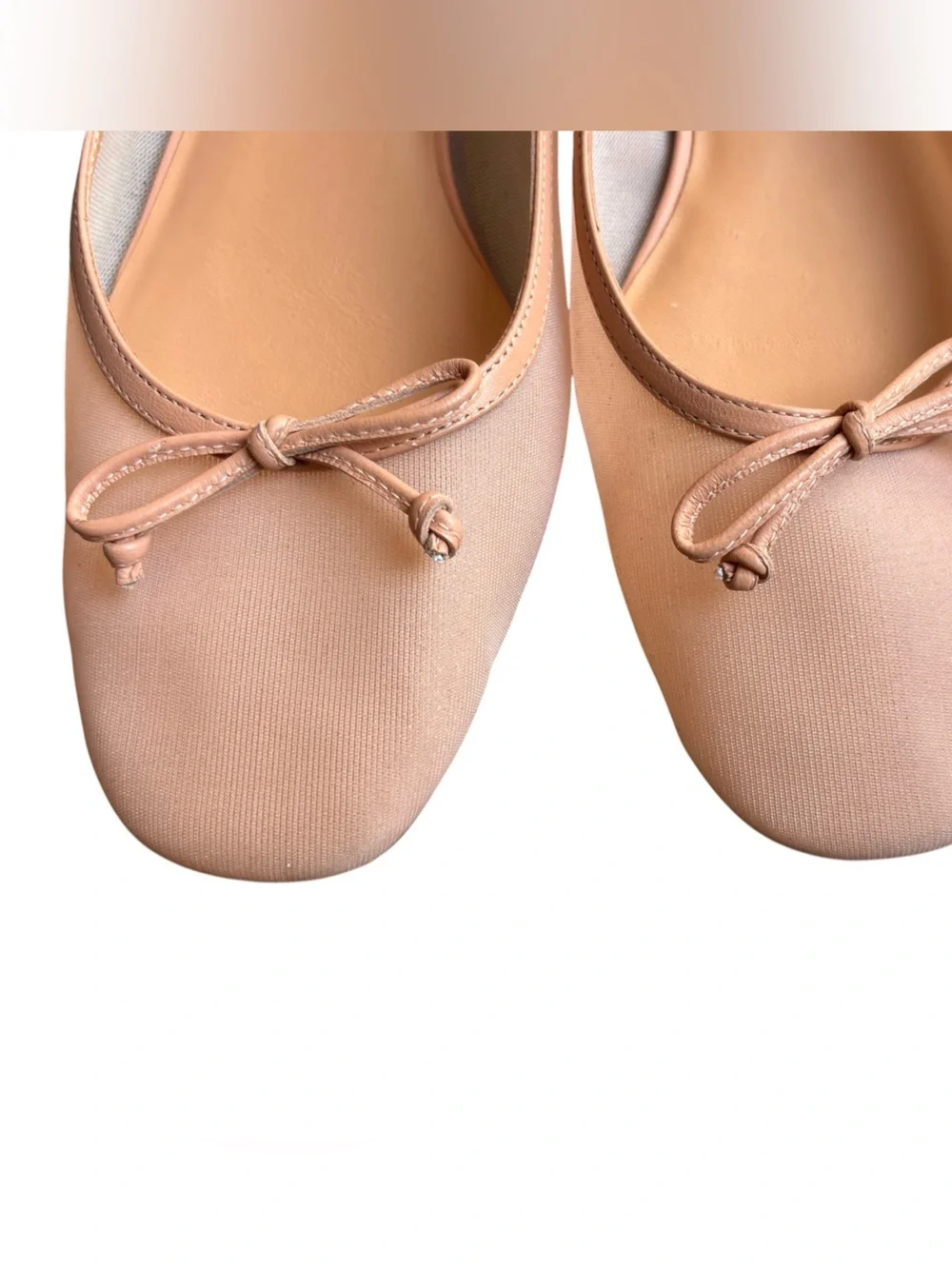 Stuart Weitzman Arabella Sheer Mesh Nude Ginger Blush Bow Ballet Flats Size 9